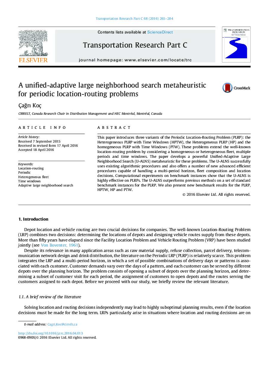 A unified-adaptive large neighborhood search metaheuristic for periodic location-routing problems