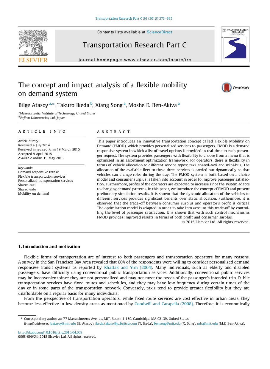 The concept and impact analysis of a flexible mobility on demand system