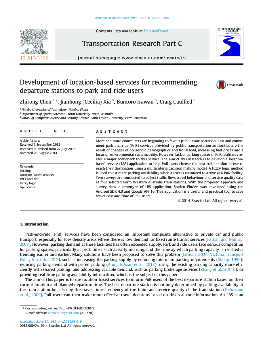 Development of location-based services for recommending departure stations to park and ride users