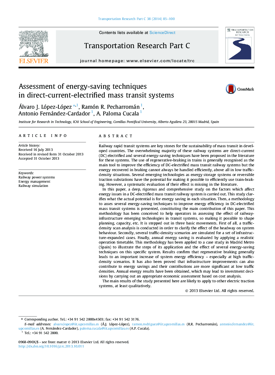 Assessment of energy-saving techniques in direct-current-electrified mass transit systems