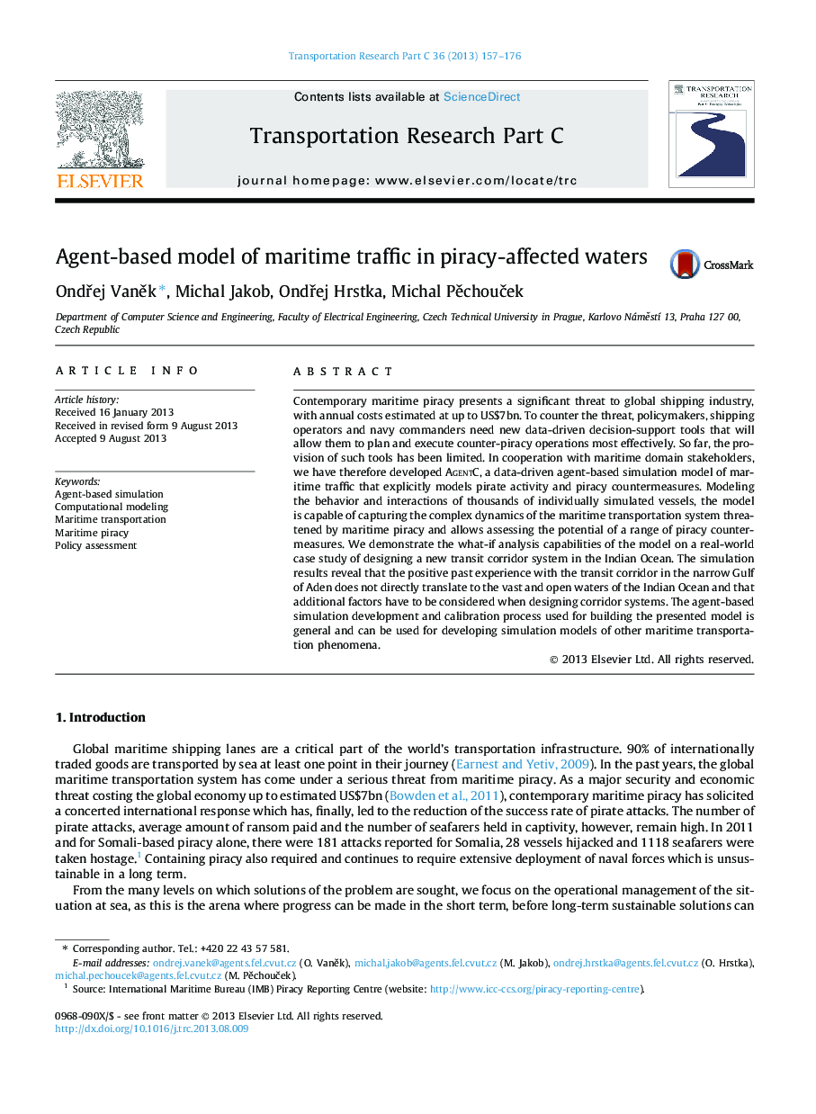 Agent-based model of maritime traffic in piracy-affected waters