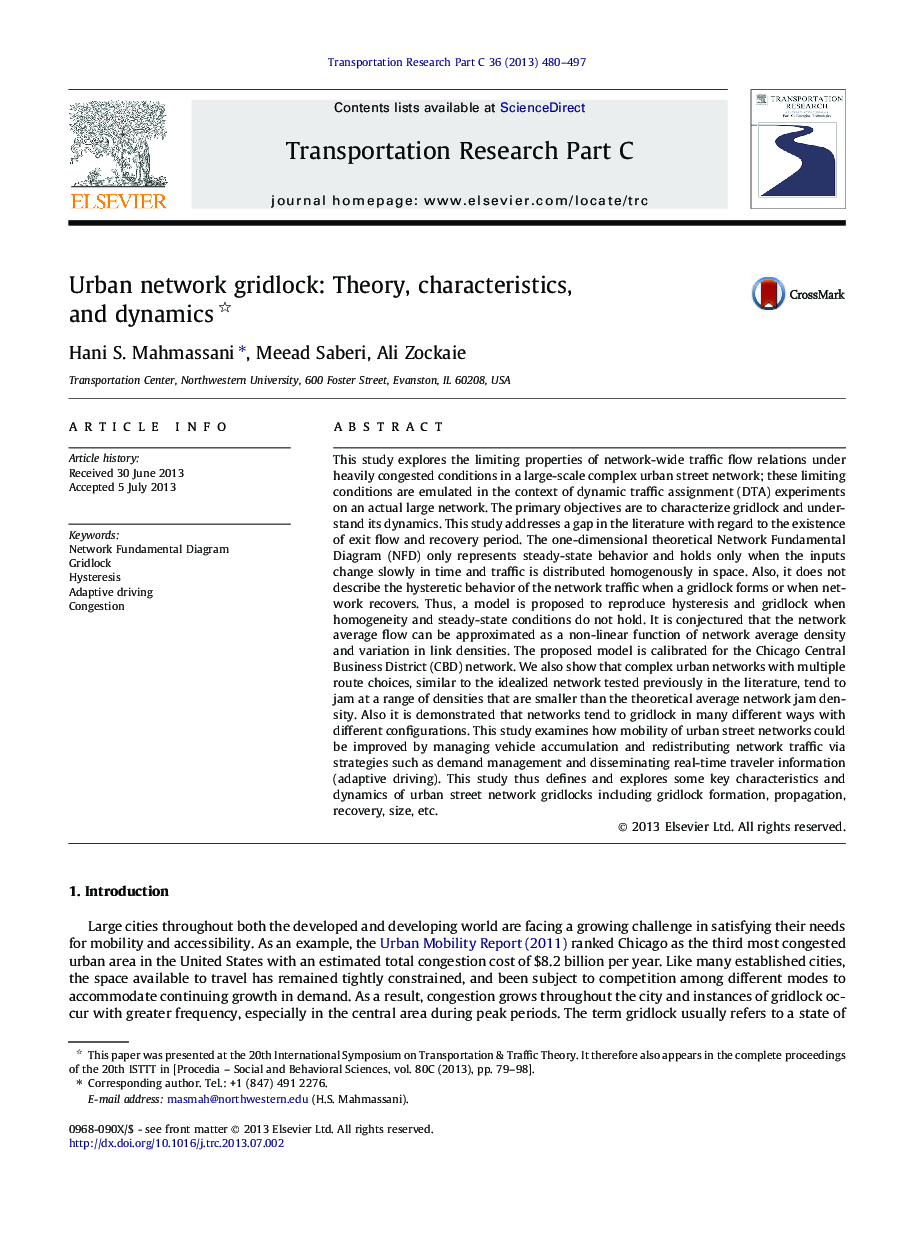 Urban network gridlock: Theory, characteristics, and dynamics