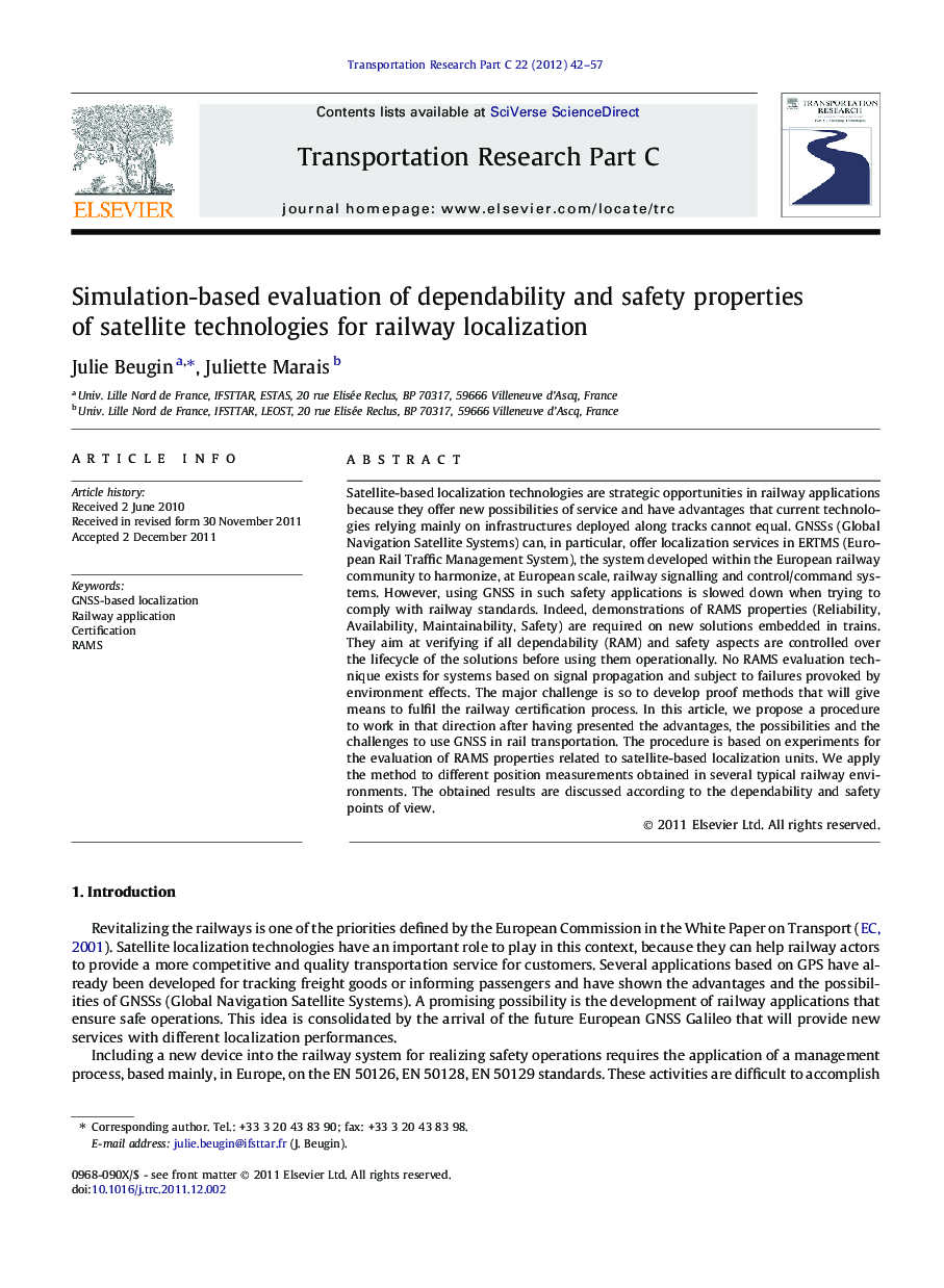 Simulation-based evaluation of dependability and safety properties of satellite technologies for railway localization
