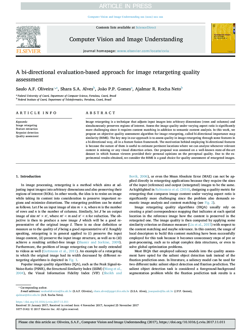 A bi-directional evaluation-based approach for image retargeting quality assessment