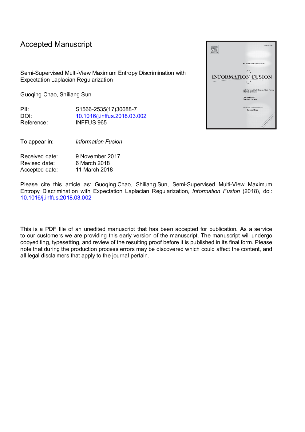 Semi-supervised multi-view maximum entropy discrimination with expectation Laplacian regularization