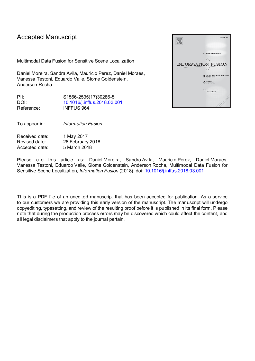 Multimodal data fusion for sensitive scene localization