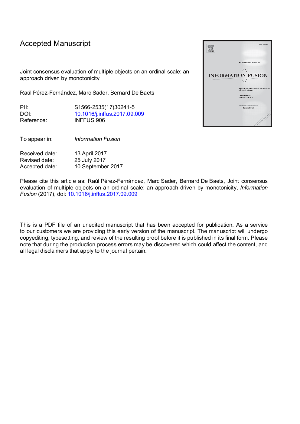 Joint consensus evaluation of multiple objects on an ordinal scale: An approach driven by monotonicity