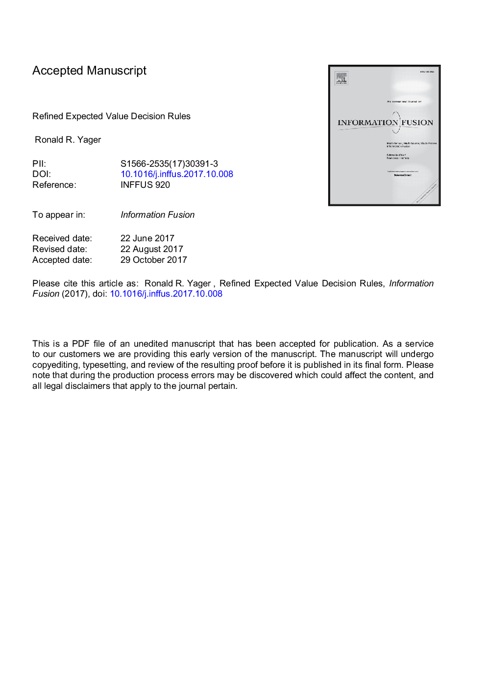 Refined expected value decision rules