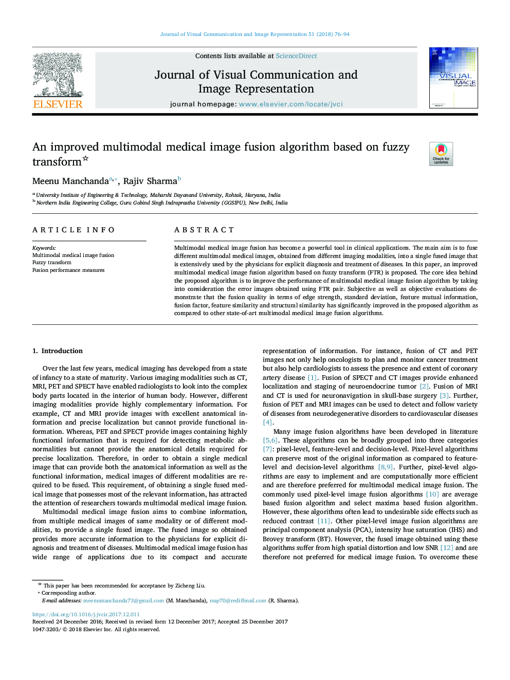 An improved multimodal medical image fusion algorithm based on fuzzy transform