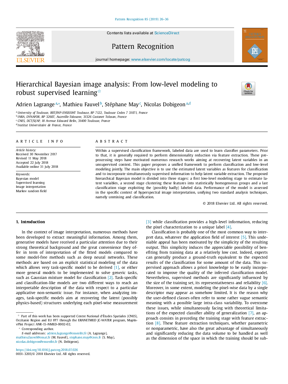 Hierarchical Bayesian image analysis: From low-level modeling to robust supervised learning