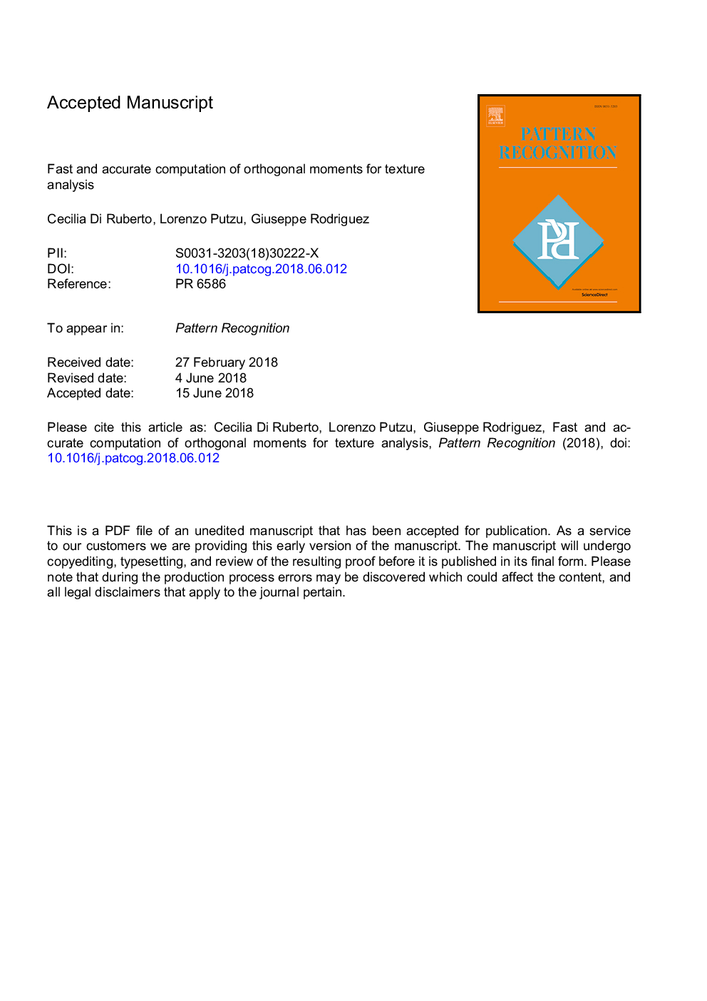 Fast and accurate computation of orthogonal moments for texture analysis