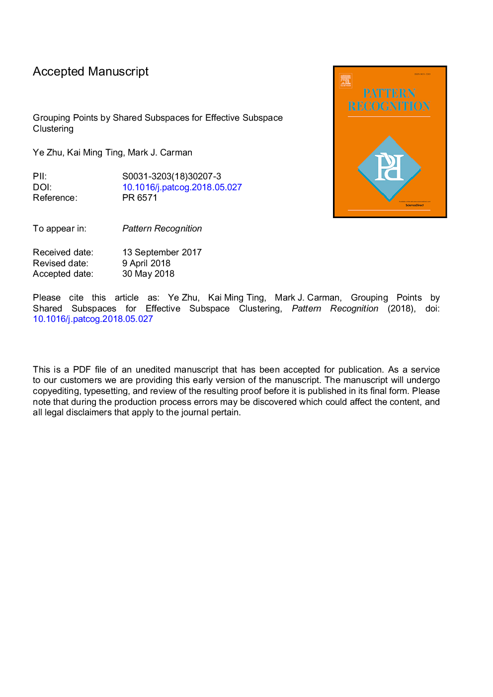 Grouping points by shared subspaces for effective subspace clustering