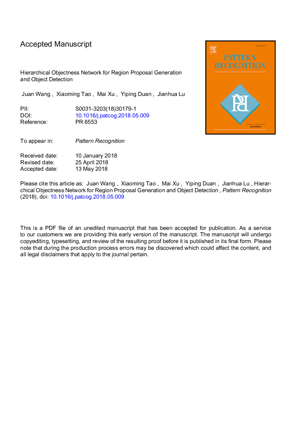 Hierarchical objectness network for region proposal generation and object detection