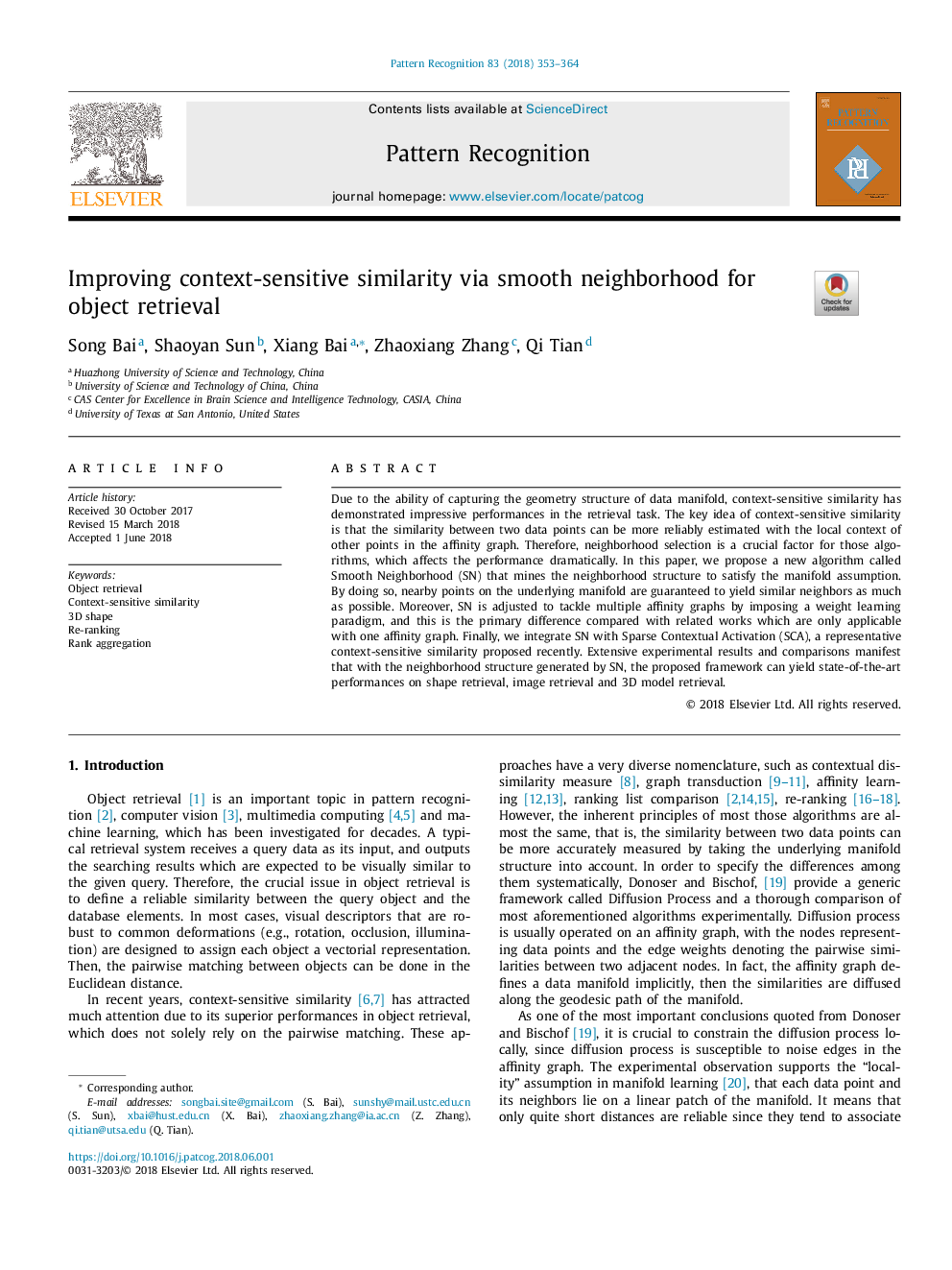 Improving context-sensitive similarity via smooth neighborhood for object retrieval