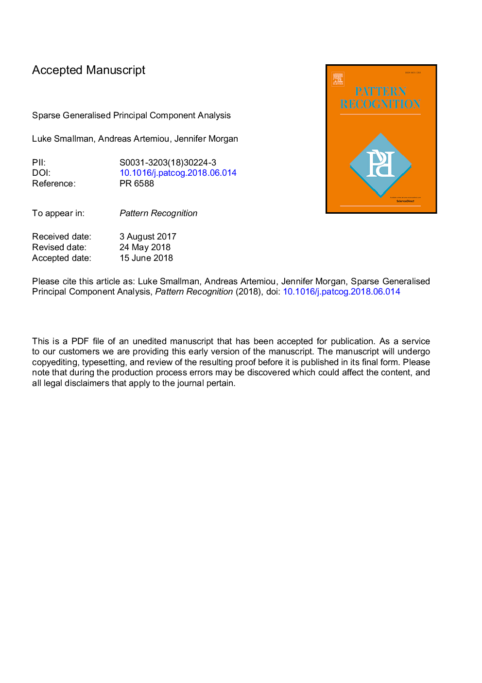 Sparse Generalised Principal Component Analysis