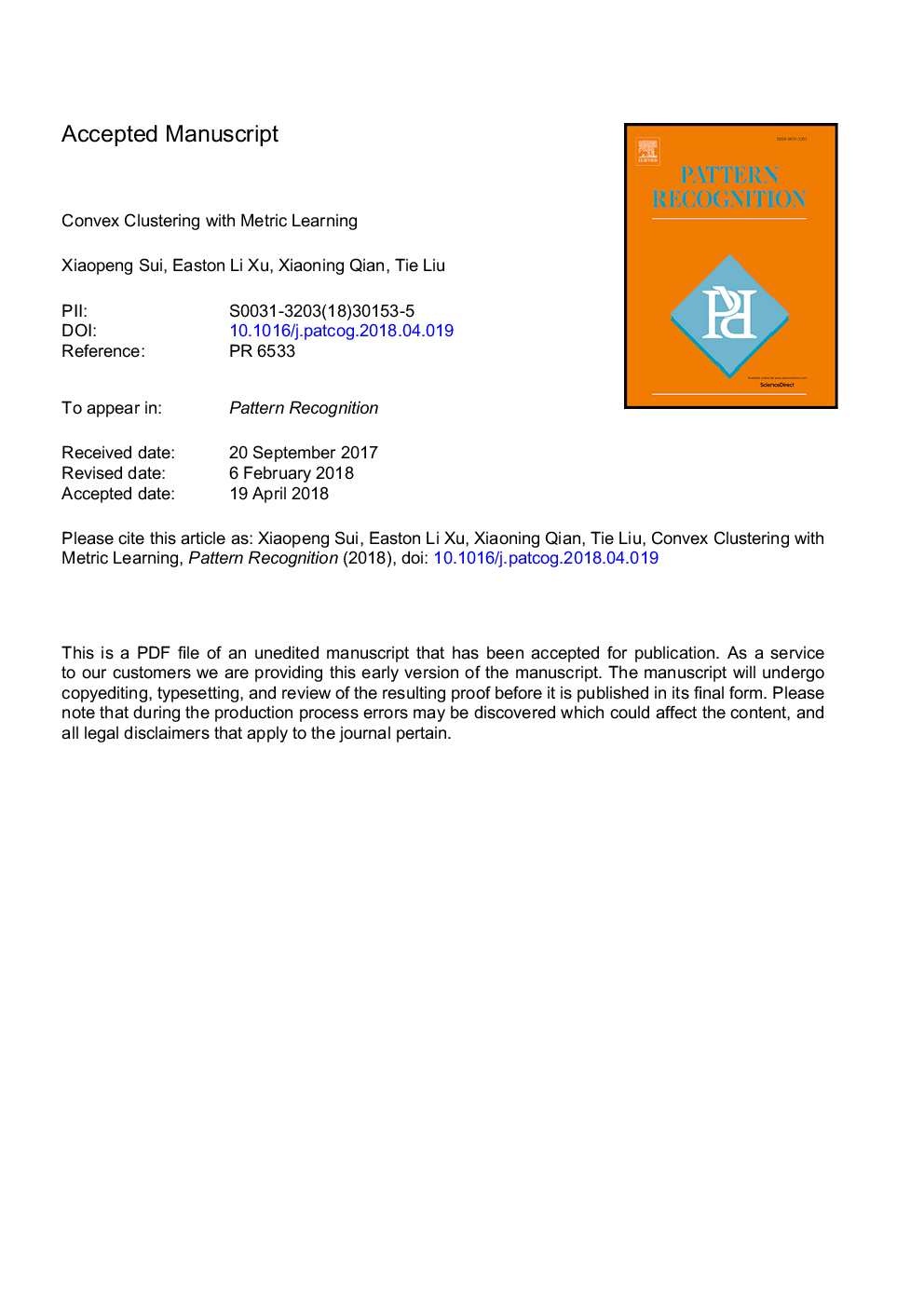 Convex clustering with metric learning