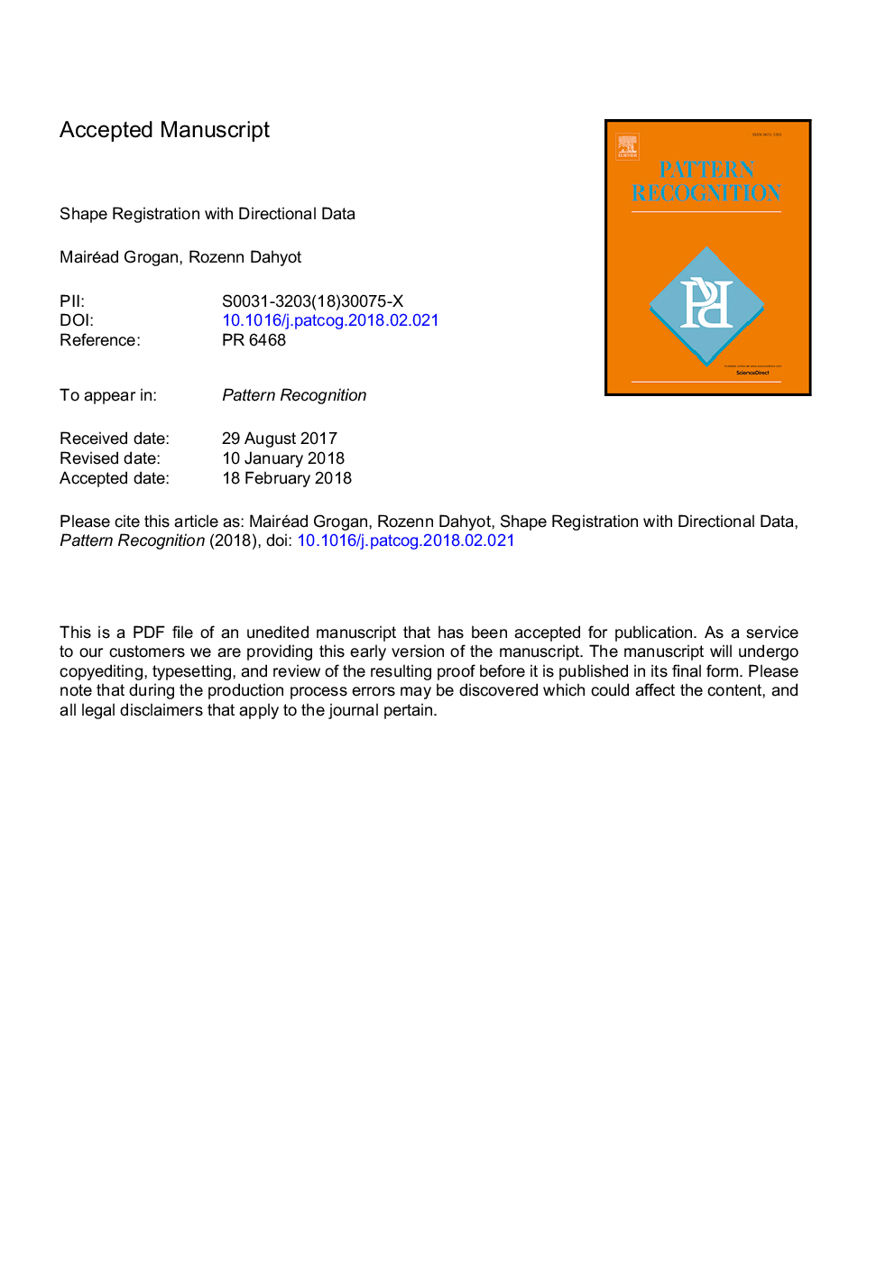 Shape registration with directional data