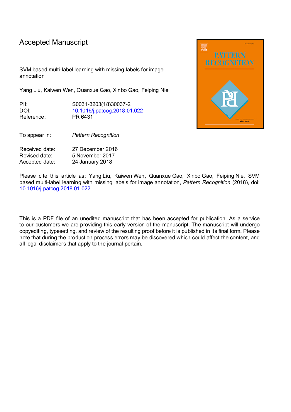 SVM based multi-label learning with missing labels for image annotation