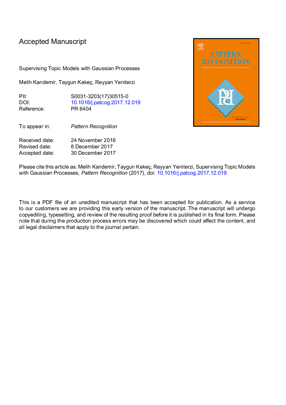 Supervising topic models with Gaussian processes