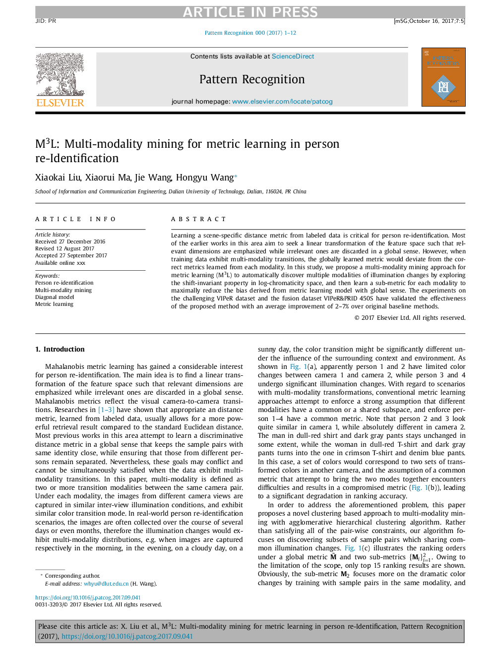 M3L: Multi-modality mining for metric learning in person re-Identification