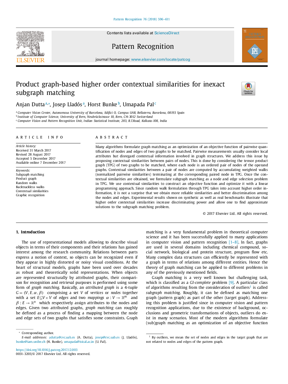 Product graph-based higher order contextual similarities for inexact subgraph matching