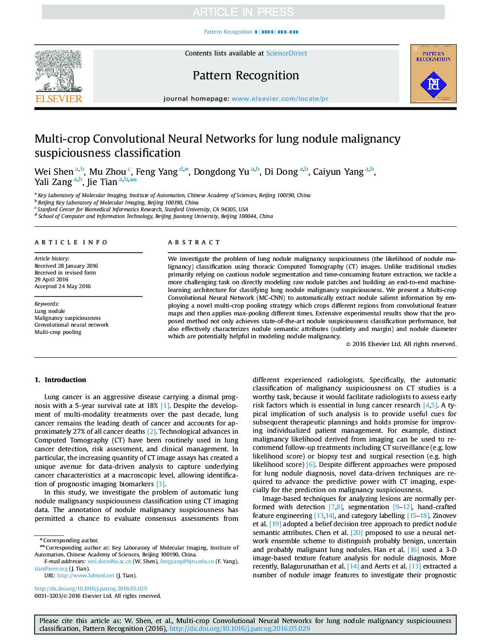 Multi-crop Convolutional Neural Networks for lung nodule malignancy suspiciousness classification