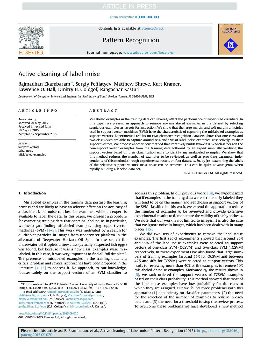 Active cleaning of label noise