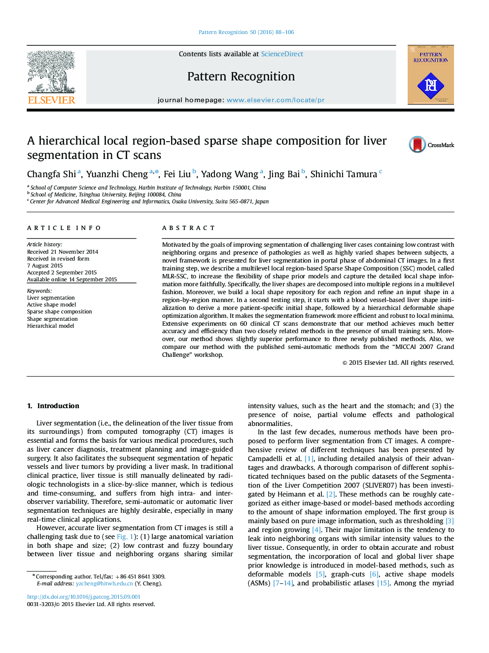 A hierarchical local region-based sparse shape composition for liver segmentation in CT scans