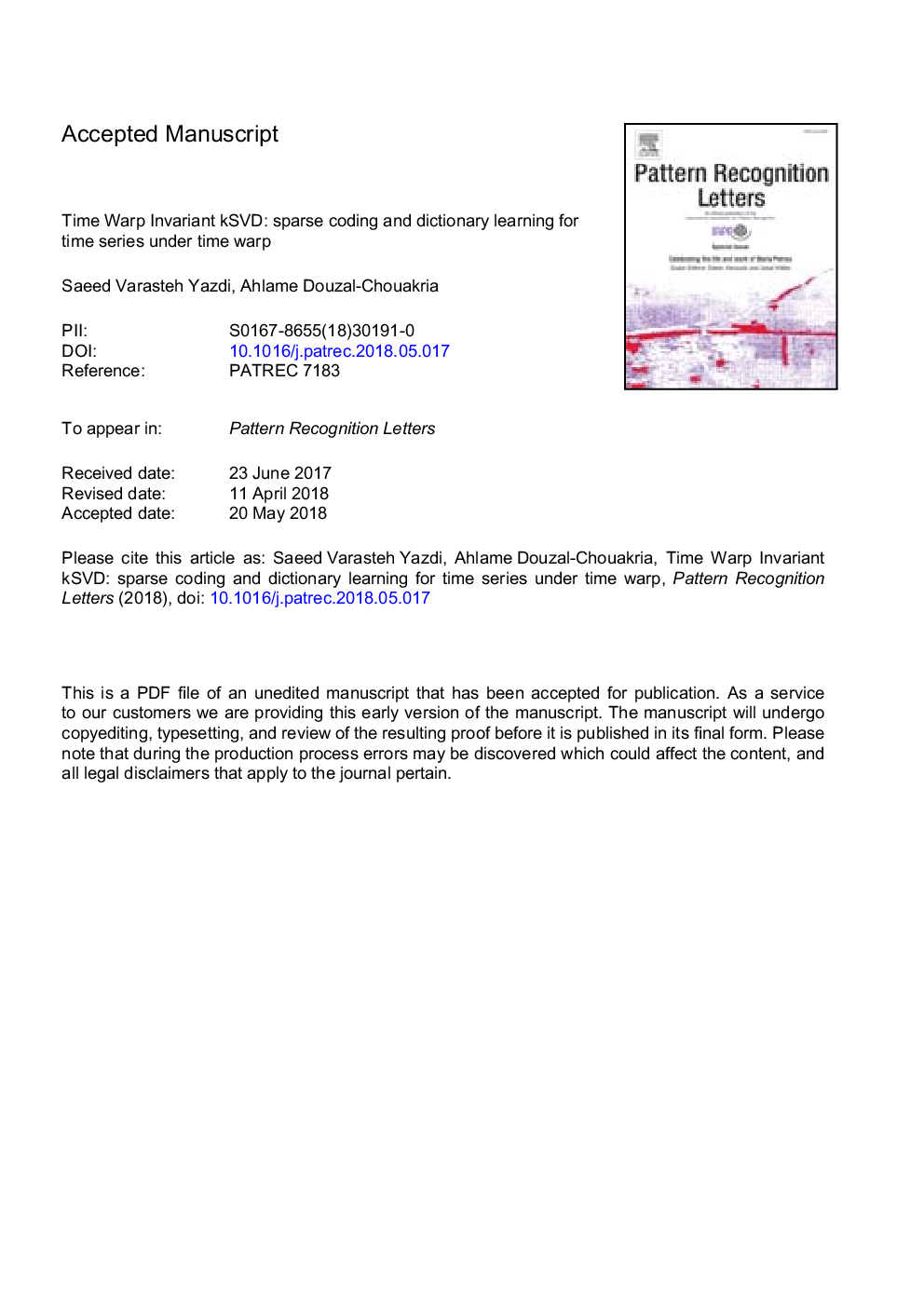 Time warp invariant kSVD: Sparse coding and dictionary learning for time series under time warp