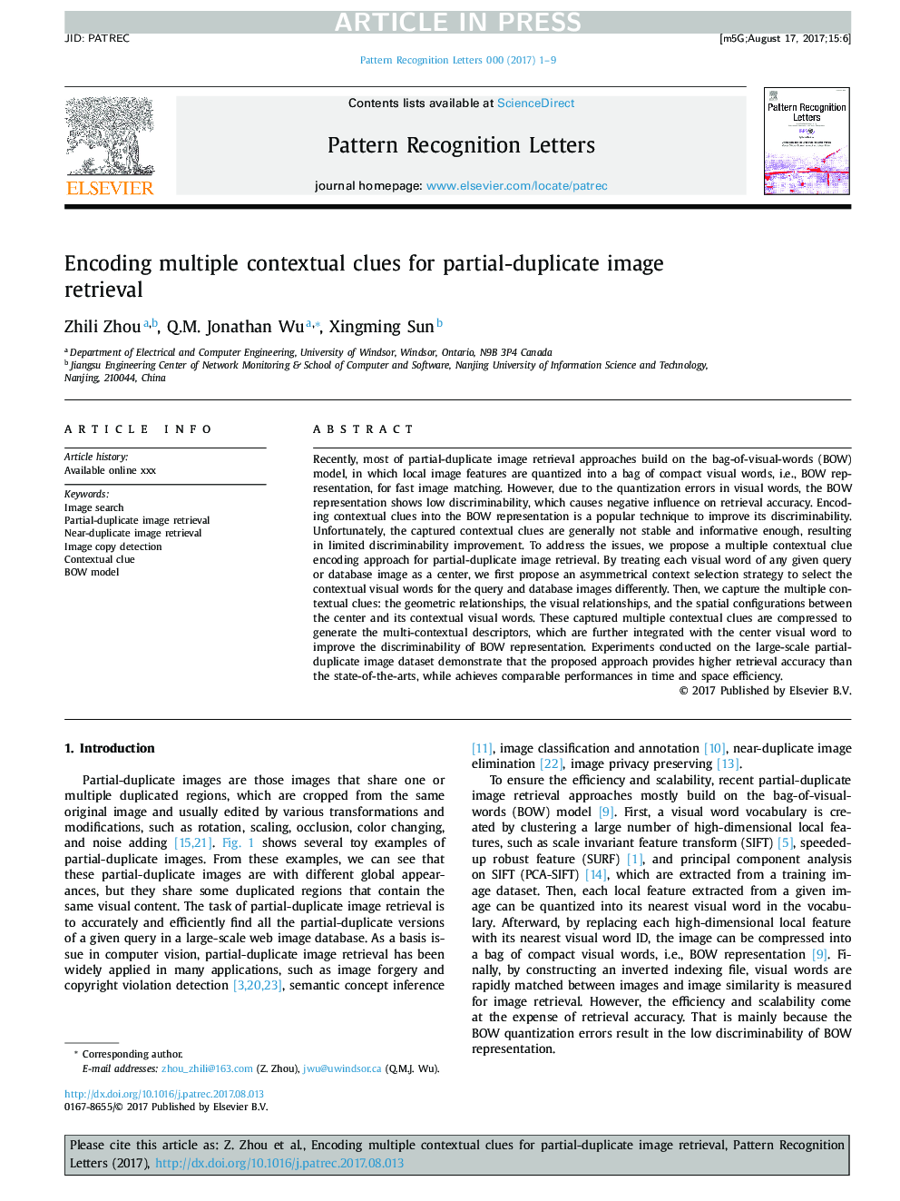 Encoding multiple contextual clues for partial-duplicate image retrieval