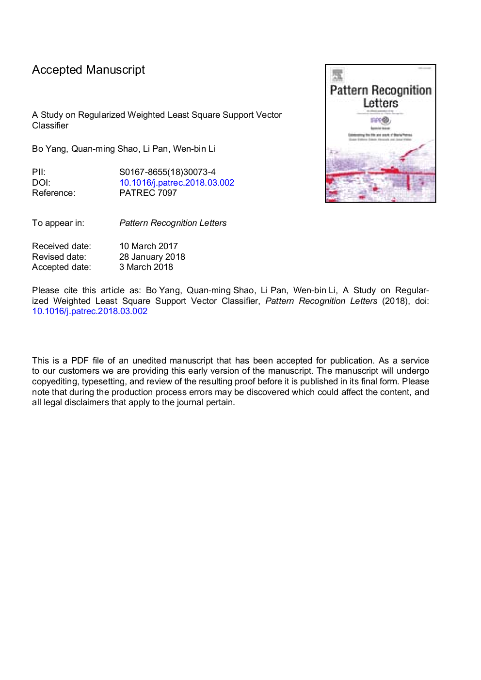 A study on regularized Weighted Least Square Support Vector Classifier