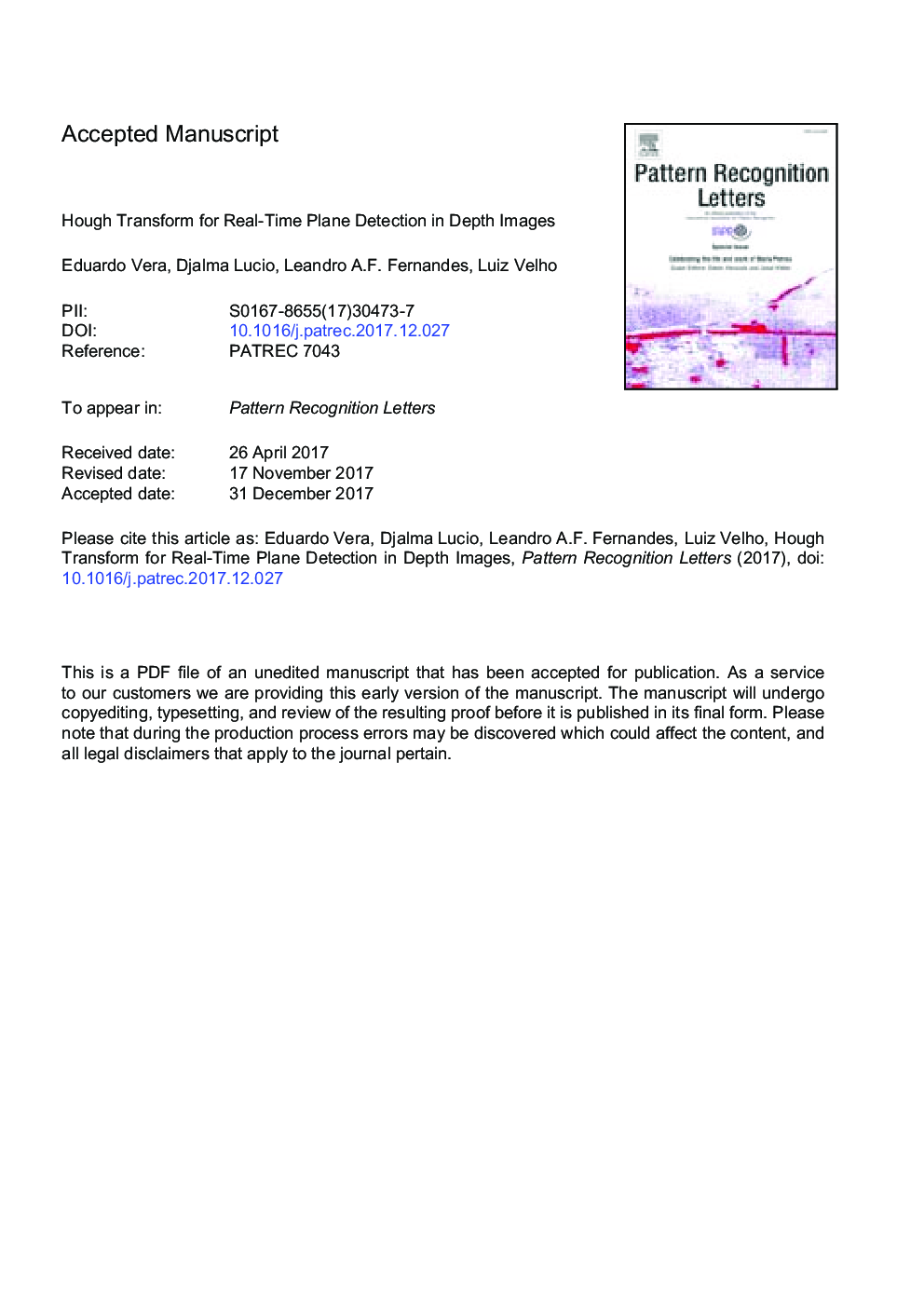 Hough Transform for real-time plane detection in depth images