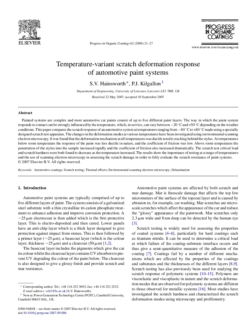 Temperature-variant scratch deformation response of automotive paint systems