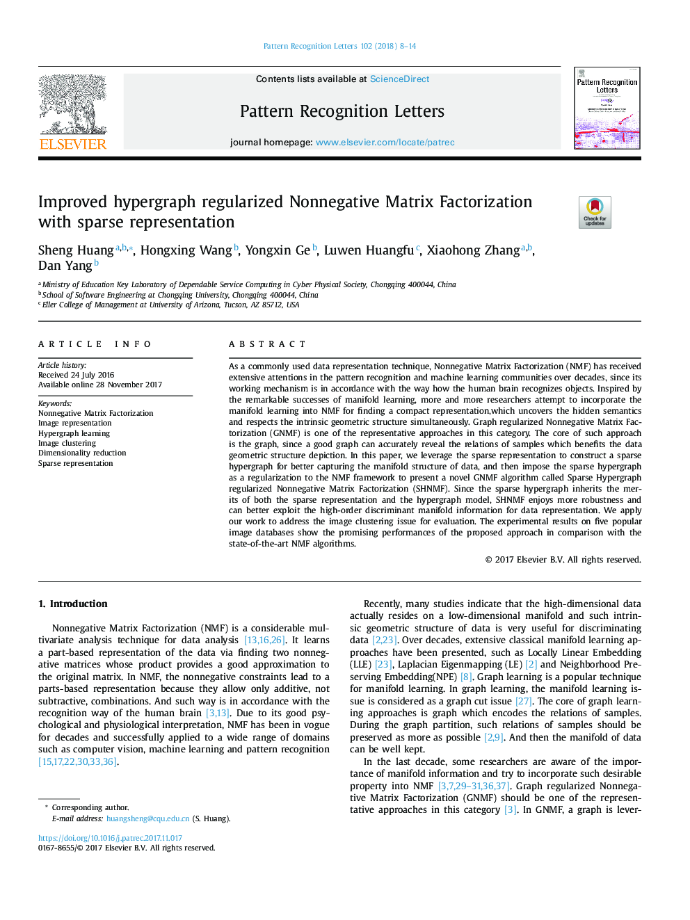 Improved hypergraph regularized Nonnegative Matrix Factorization with sparse representation