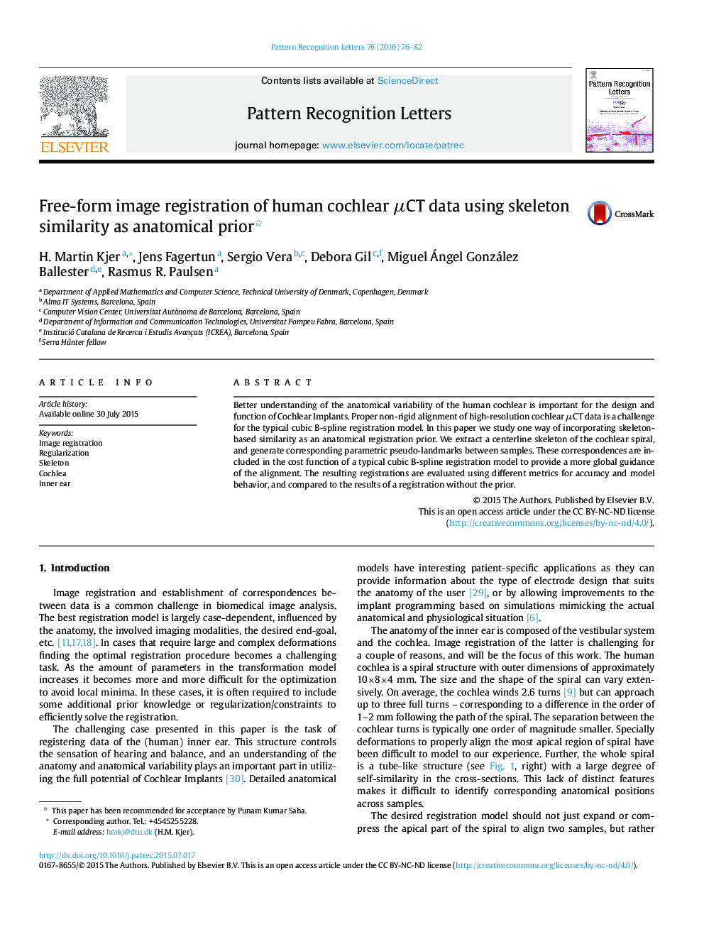 Free-form image registration of human cochlear Î¼CT data using skeleton similarity as anatomical prior