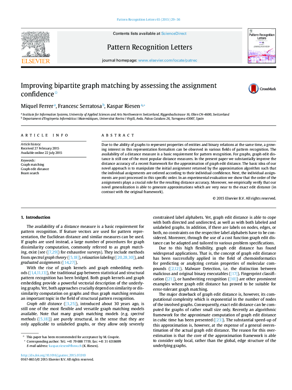 Improving bipartite graph matching by assessing the assignment confidence