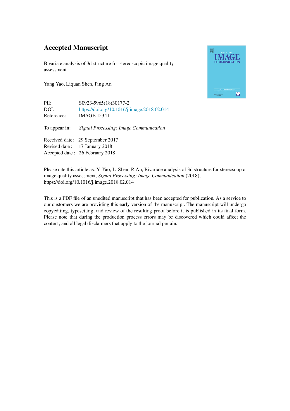 Bivariate analysis of 3D structure for stereoscopic image quality assessment