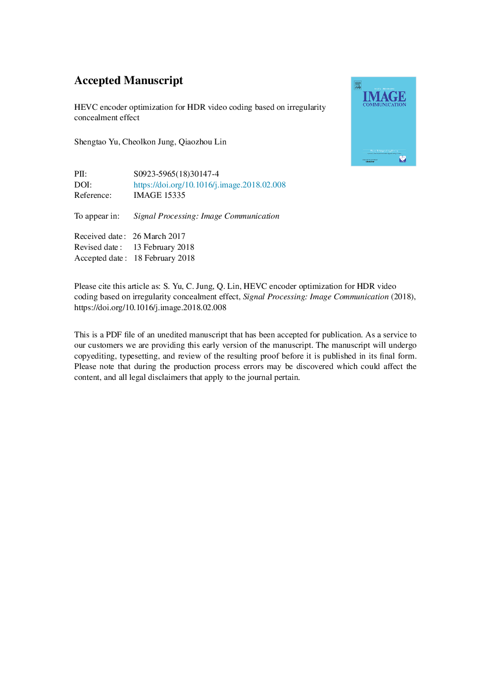 HEVC encoder optimization for HDR video coding based on irregularity concealment effect