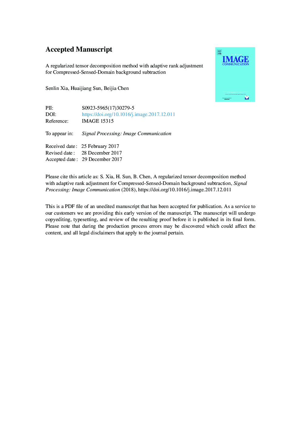 A regularized tensor decomposition method with adaptive rank adjustment for Compressed-Sensed-Domain background subtraction