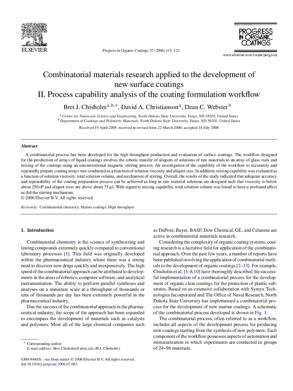 Combinatorial materials research applied to the development of new surface coatings: II. Process capability analysis of the coating formulation workflow