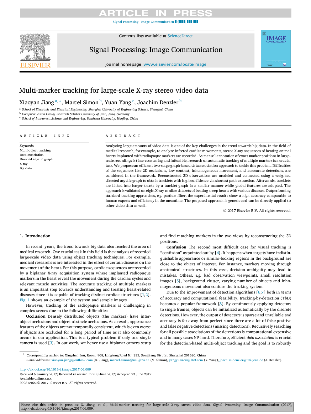 Multi-marker tracking for large-scale X-ray stereo video data