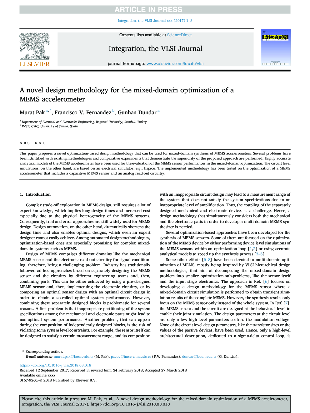 A novel design methodology for the mixed-domain optimization of a MEMS accelerometer
