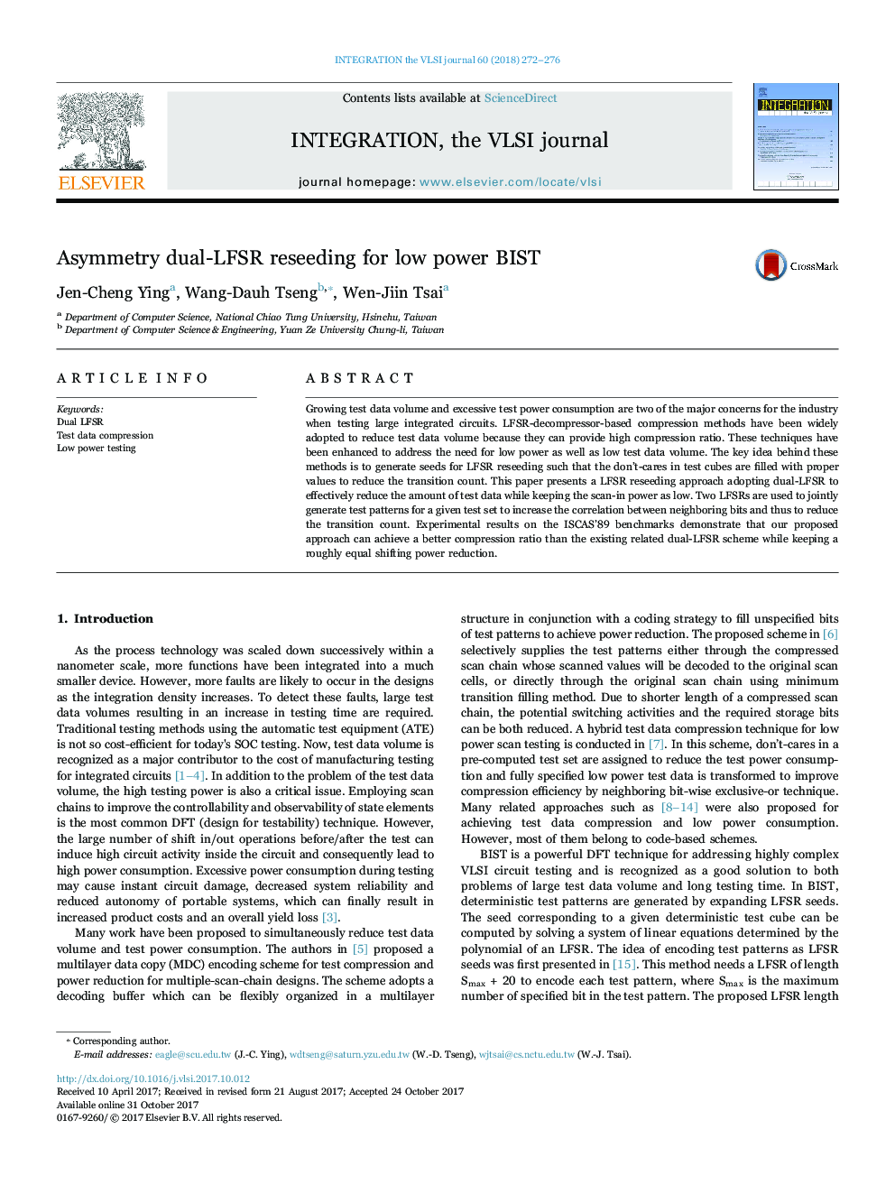 Asymmetry dual-LFSR reseeding for low power BIST