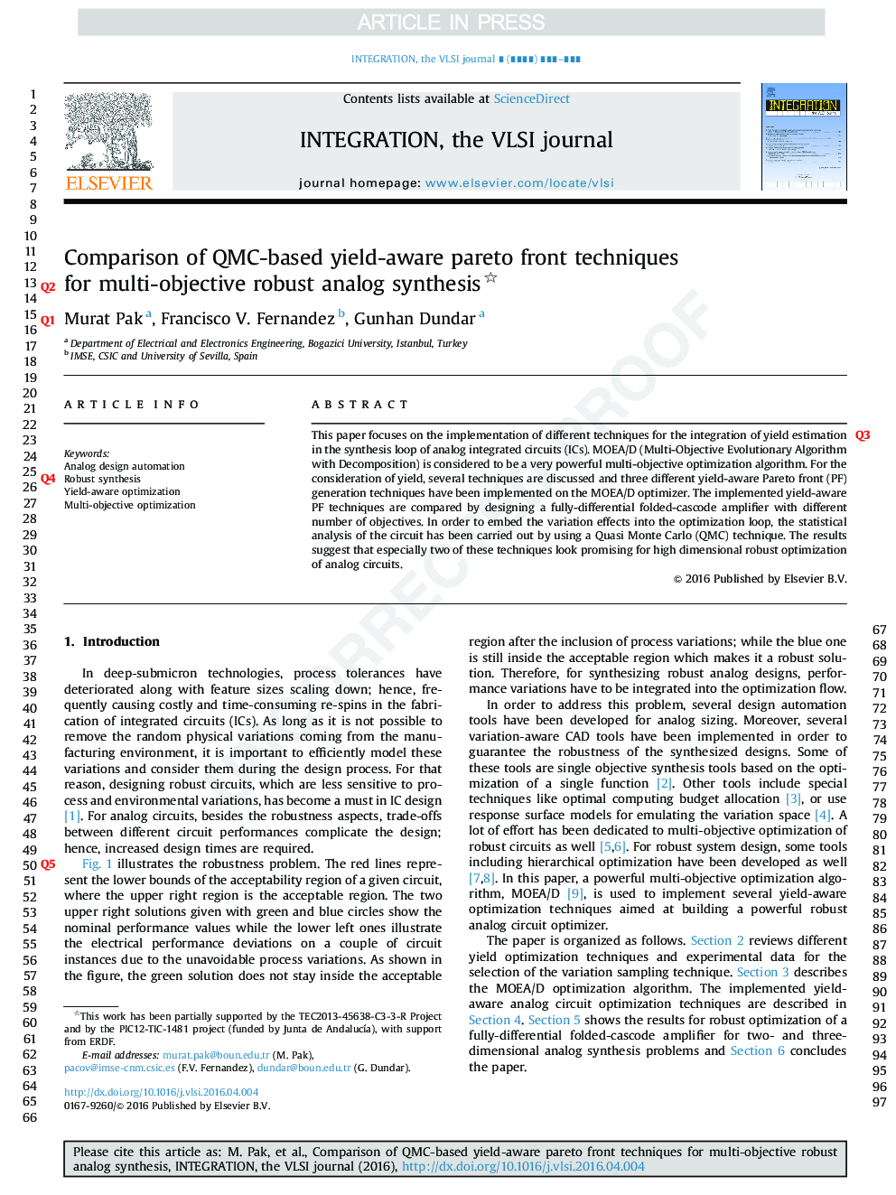 Comparison of QMC-based yield-aware pareto front techniques for multi-objective robust analog synthesis