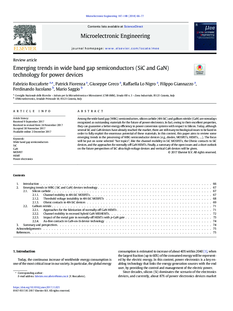 Emerging trends in wide band gap semiconductors (SiC and GaN) technology for power devices