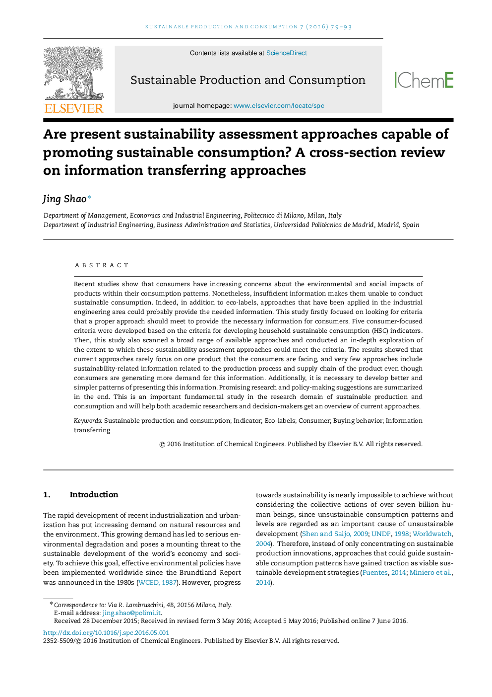 Are present sustainability assessment approaches capable of promoting sustainable consumption? A cross-section review on information transferring approaches