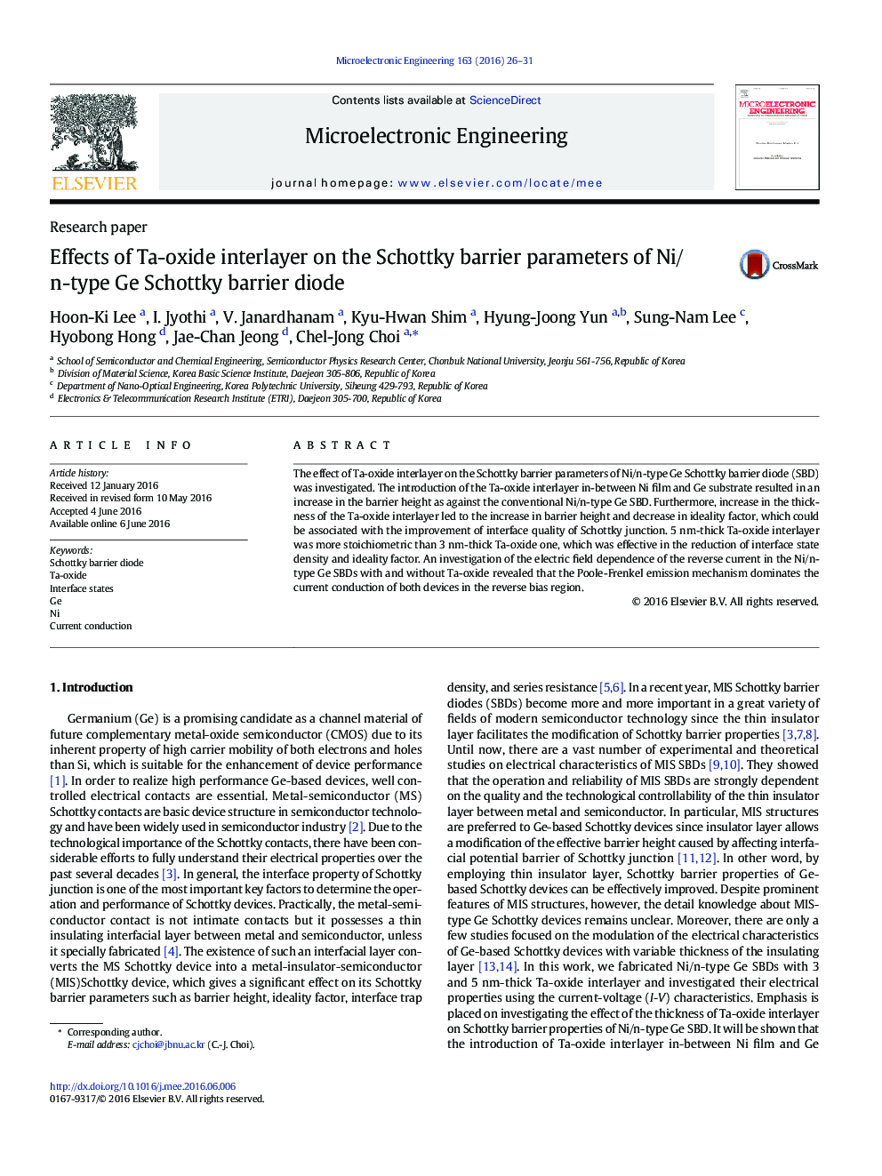 Effects of Ta-oxide interlayer on the Schottky barrier parameters of Ni/n-type Ge Schottky barrier diode