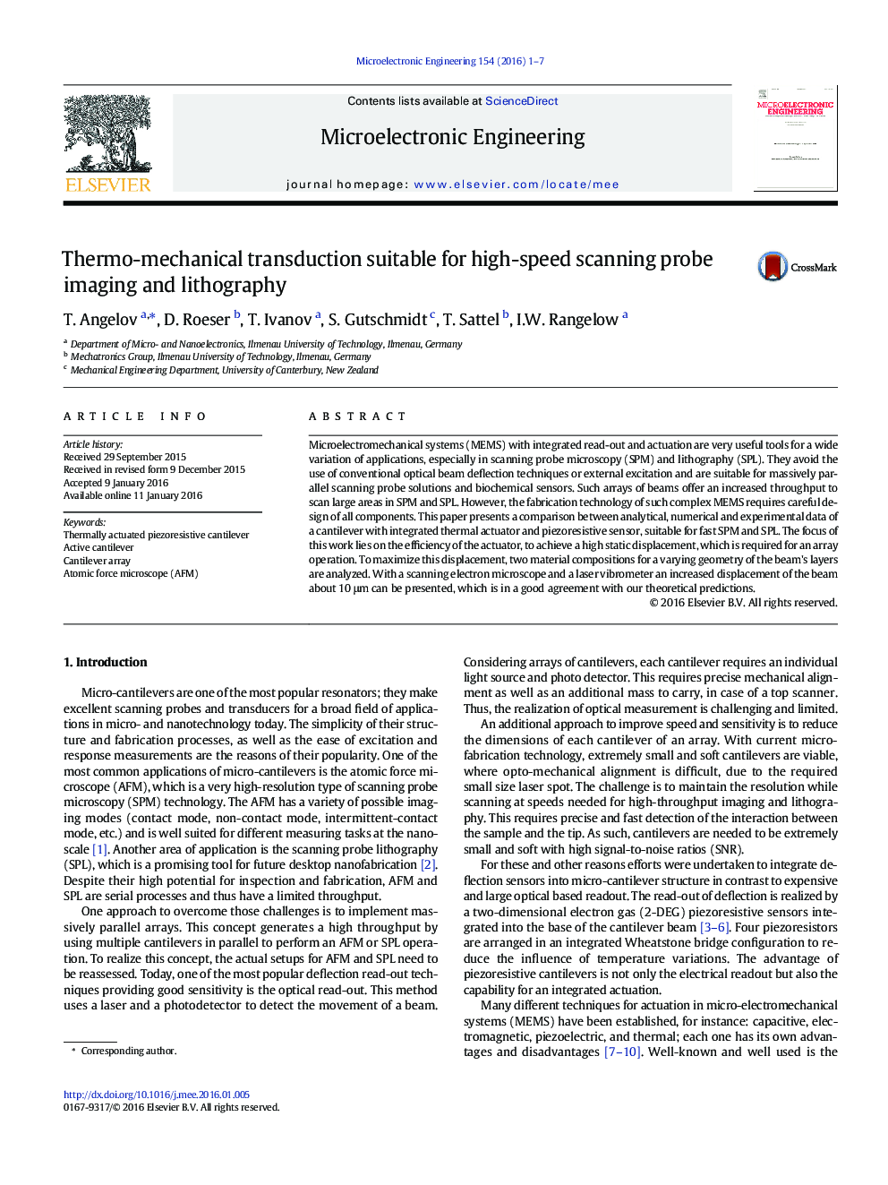 Thermo-mechanical transduction suitable for high-speed scanning probe imaging and lithography