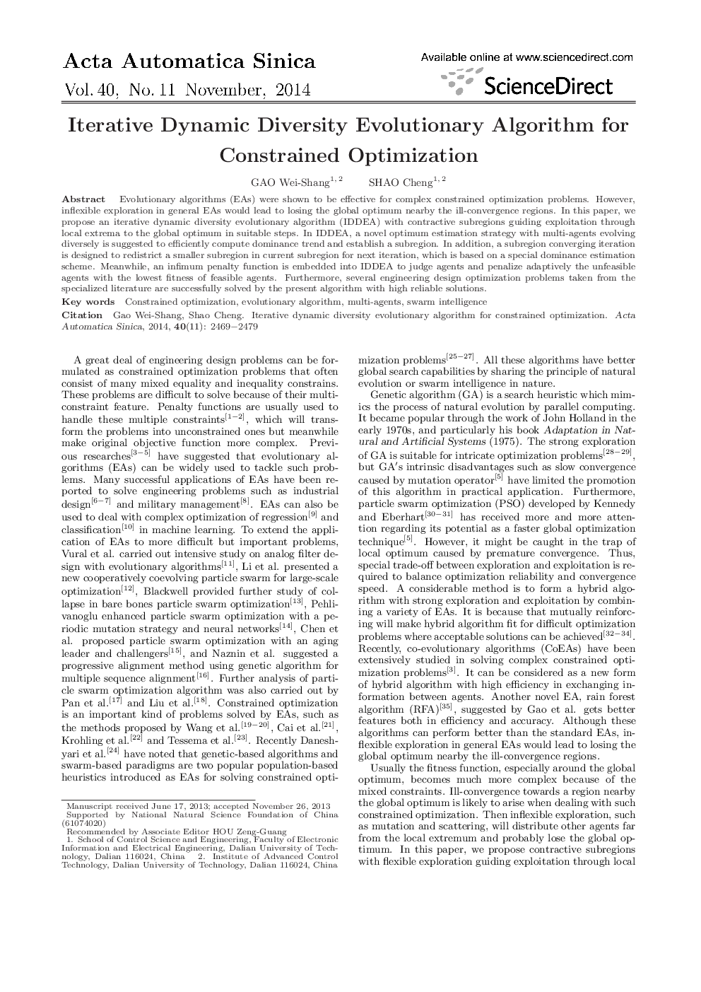Iterative Dynamic Diversity Evolutionary Algorithm for Constrained Optimization 
