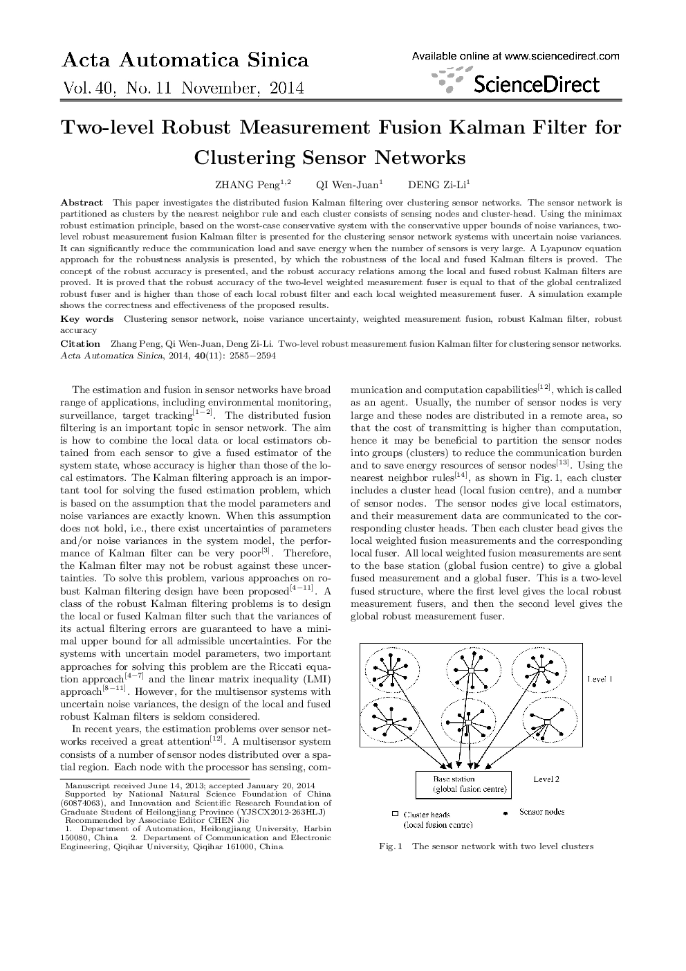 Two-level Robust Measurement Fusion Kalman Filter for Clustering Sensor Networks 